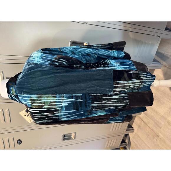 Chico's Velvet Jacket in Teal and Brown Sz 2 (LG) - Picture 5 of 6